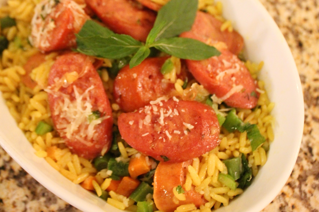 arroz relleno con chorizo