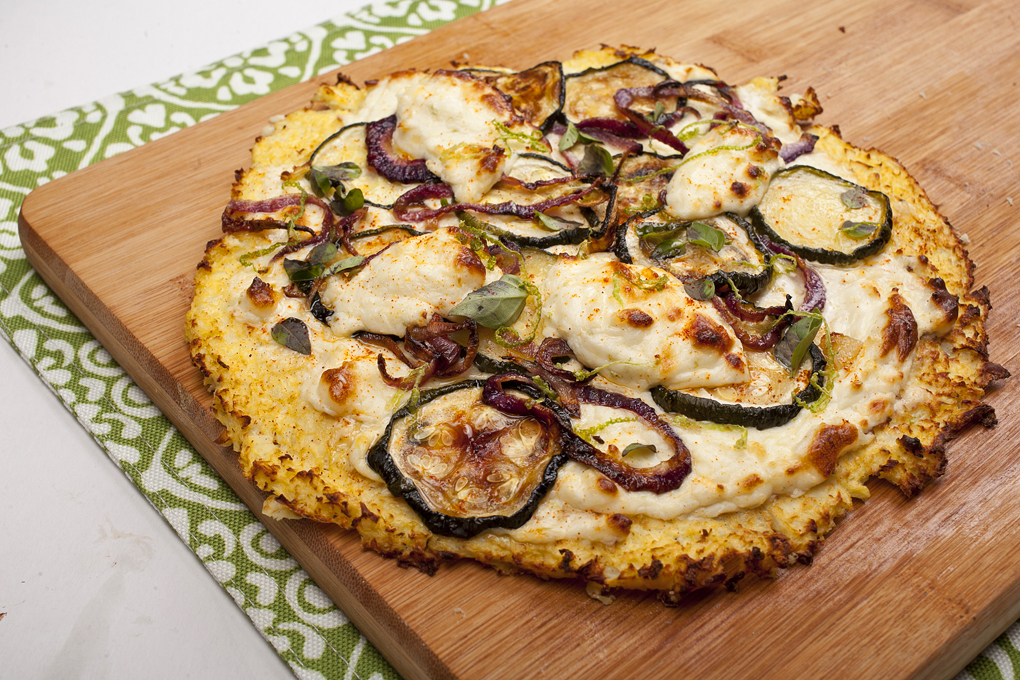 Pizza de coliflor y berenjena