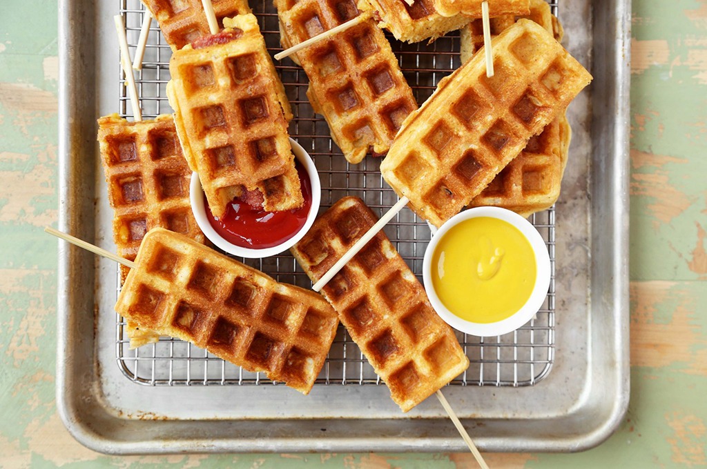Corn dog waffle