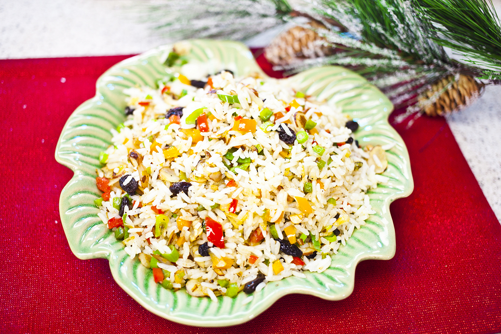 Arroz navideño de colores