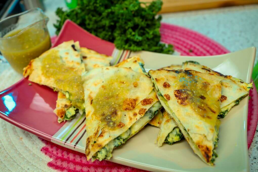 quesadillas de huevo con espinacas