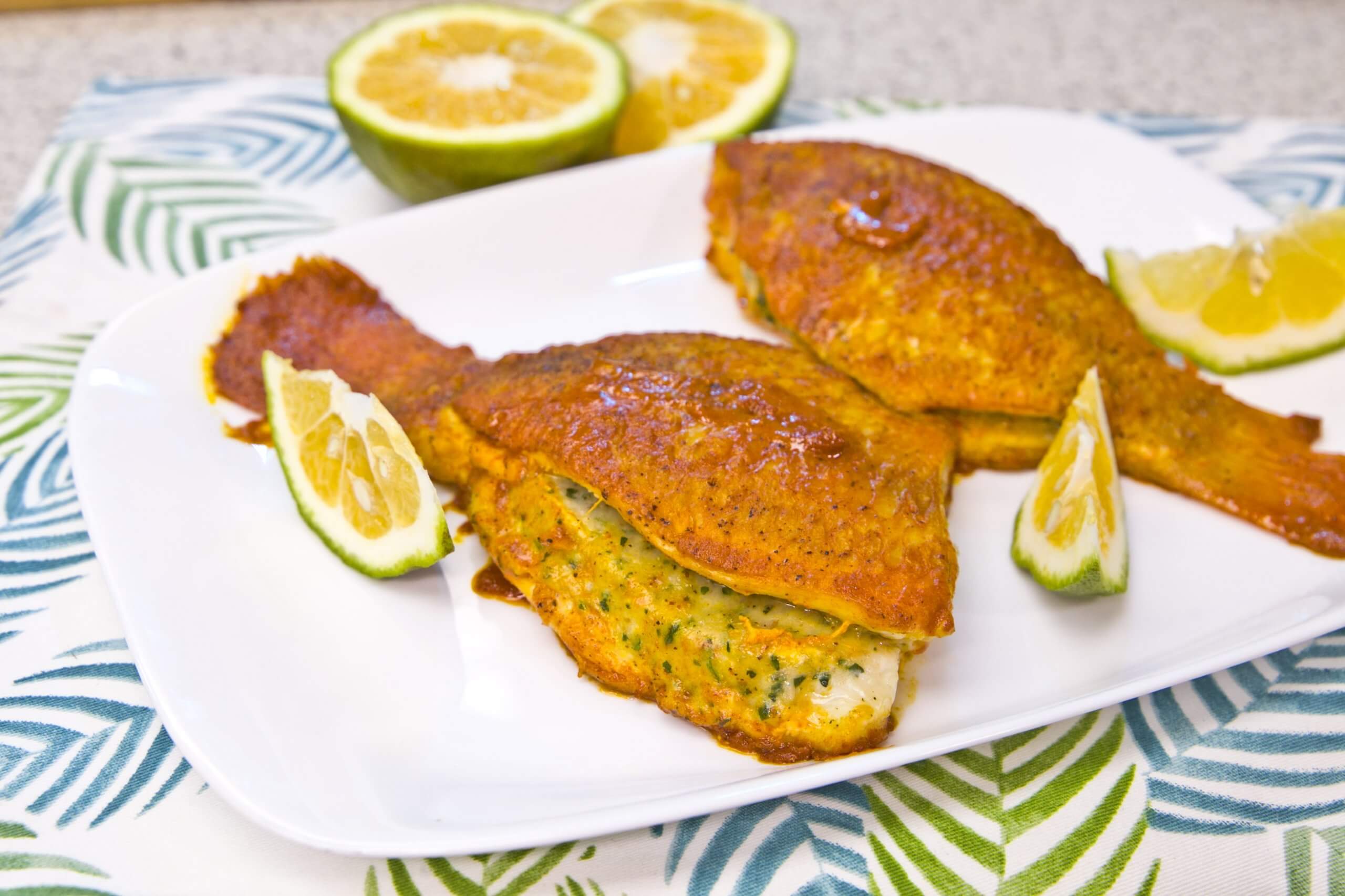 pescado relleno de camarón