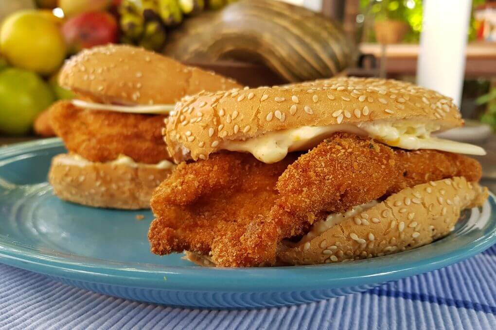 Hamburguesa de pollo frito