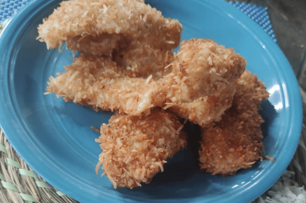 Dedos de pescado con coco