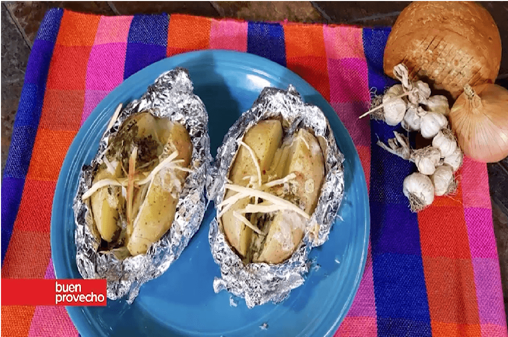 Papas horneadas con quesillo