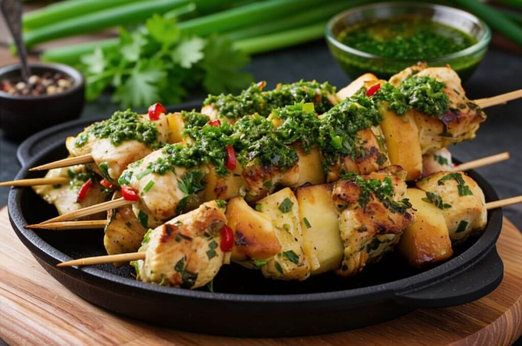 Pinchos de pollo al estilo chimichurri